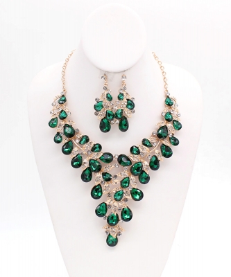 Teardrop necklace and earring set NB810065 GOLD EM